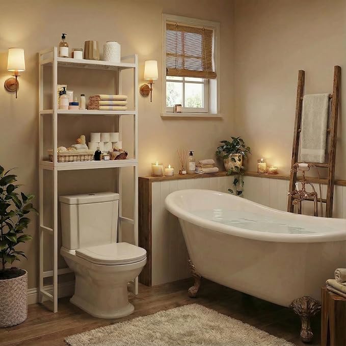 Gizoon 3 Tier Over The Toilet Storage Cabinet, Bamboo Bathroom Over Toilet - Image 3