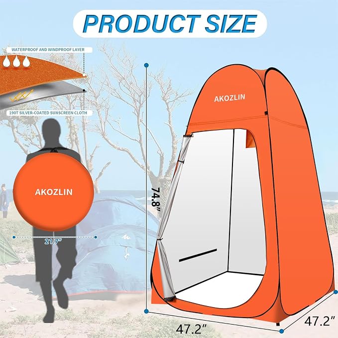 AKOZLIN Portable Pop Up Shower Tent Instant Privacy Dressing Changing Tent - Image 2