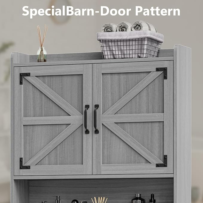 Vabches Over The Toilet Storage Cabinet, Farmhouse Storage Cabinet Over Toilet - Image 4