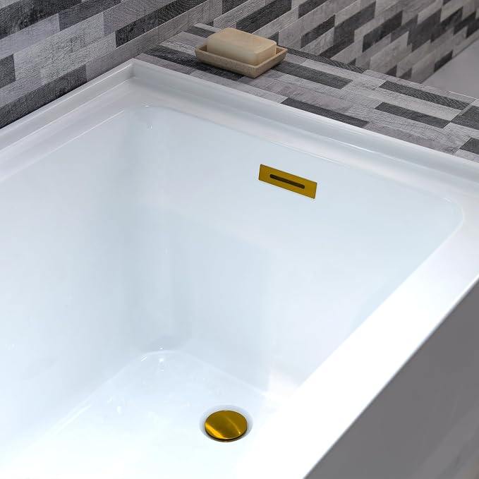 WOODBRIDGE 60" Acrylic Rectangular Alcove Soaking Bathtub in White - Image 8