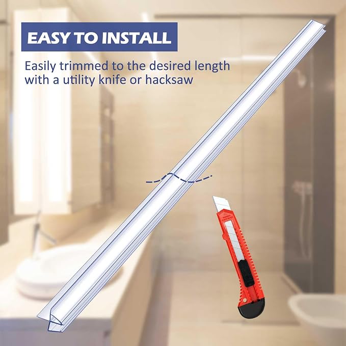 Frienda 4 Pcs Shower Door Bottom Seal 1/4" x 36'' Clear PVC Glass Door Sweep - Image 7