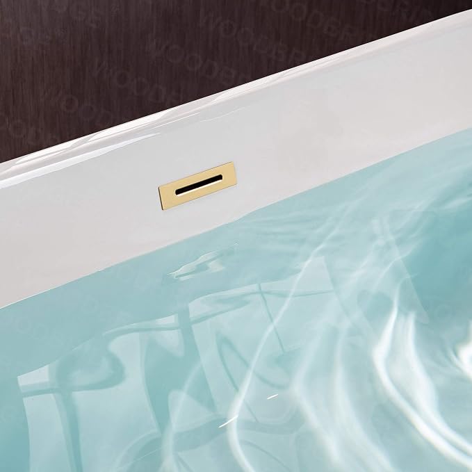 WOODBRIDGE 59" Freestanding White Acrylic Soaking Bathtub - Image 11