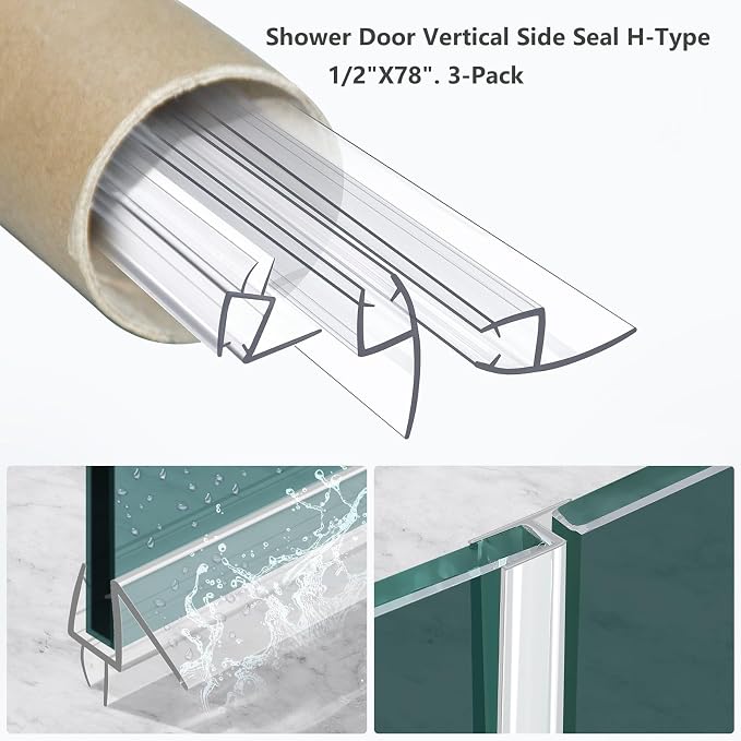 Shower Door Bottom&Side Seal Set 3PCS, to Stop Water Leaks - Image 3