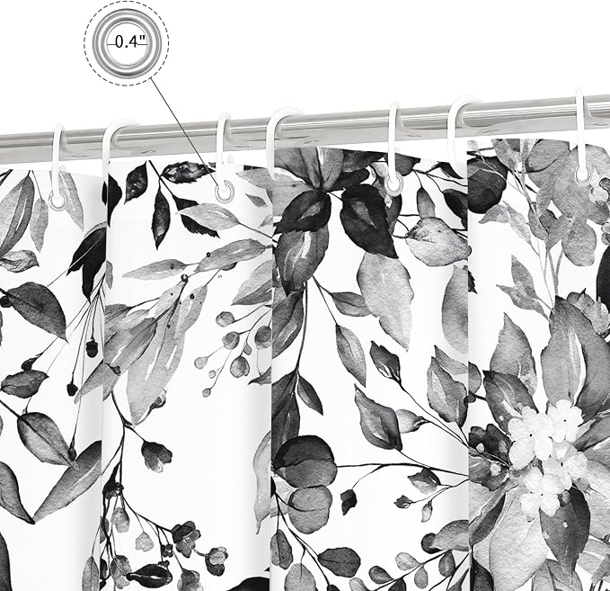 Gibelle Small Stall Shower Curtain 36 x 72, Narrow Black and White Floral - Image 5