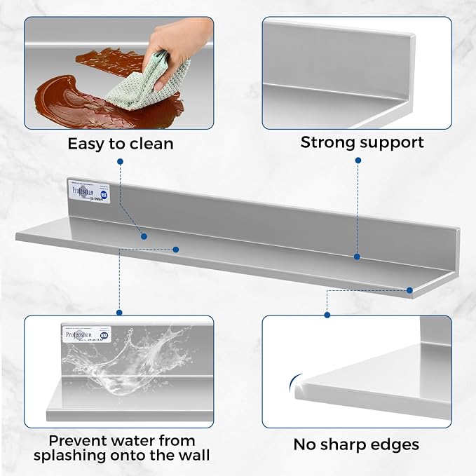 Profeeshaw Stainless Steel Shelf Wall Mounted Commercial Stainless Steel - Image 4