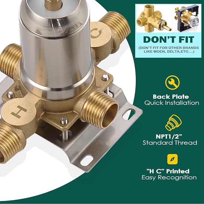 2 Way Shower Diverter Mixing Valve, Dual-Function Pressure Balance Shower - Image 3