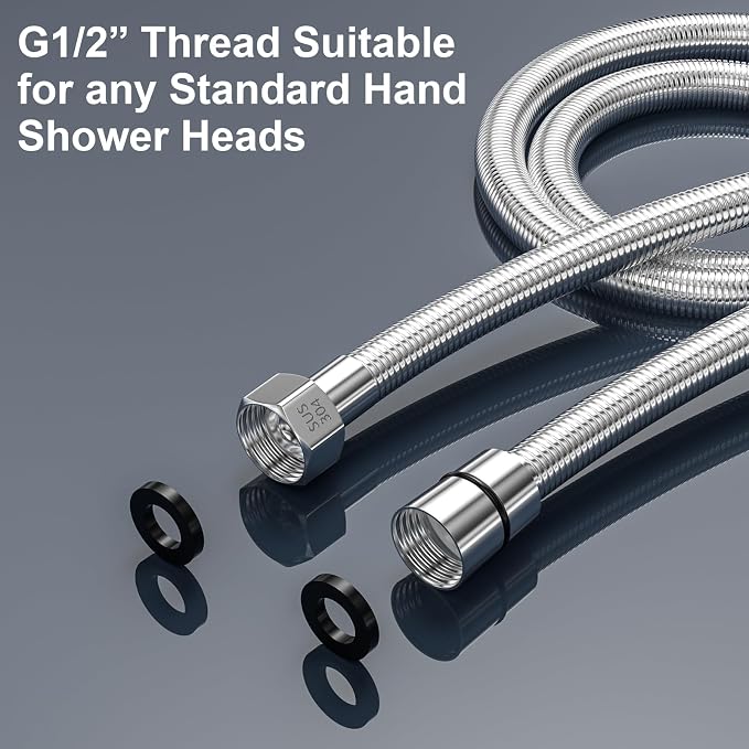 79" Shower Hose, Extra Long 304 Stainless Steel Handheld Shower Head Hose - Image 4