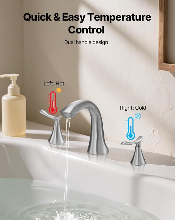 VEVOR Roman Tub Faucet, 3 Hole Waterfall Bathtub Faucet, Gooseneck Bath Tubs - Image 6