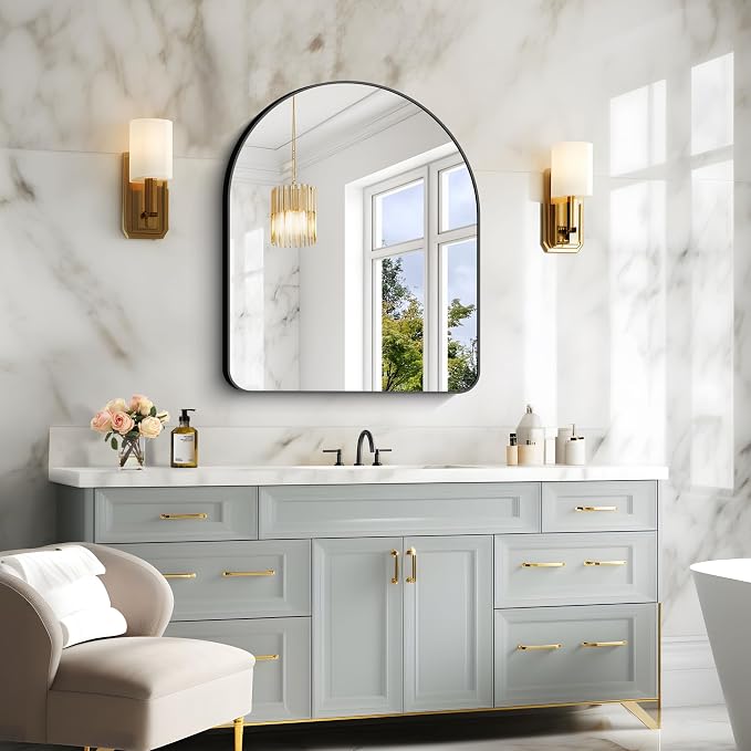 Arched Bathroom Mirror, Wall Mounted Mirror, Living Room, Hanging or Leaning - Image 4