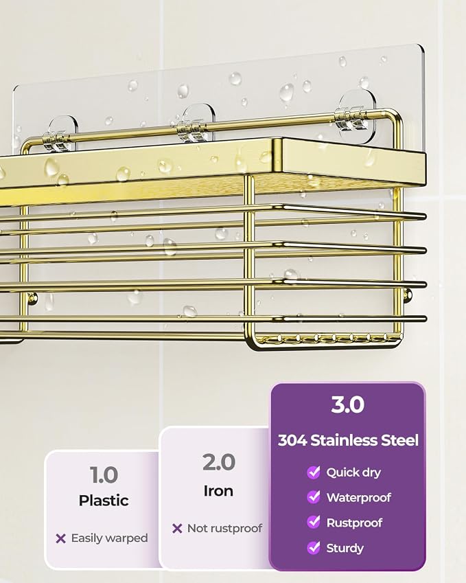 ODesign Shower Caddy 3 Pack SUS304 Stainless Steel-No Drilling-Shower Bathroom - Image 2