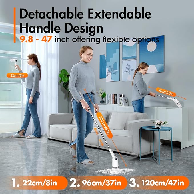 Electric Spin Scrubber, Cordless Cleaning Brush, Bathroom Shower Scrubber - Image 7