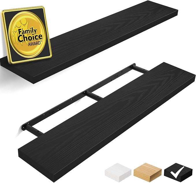 BAYKA Floating Shelves, 48 inches Long Heavy Duty Wall Mounted Rustic Wood by BAYKA