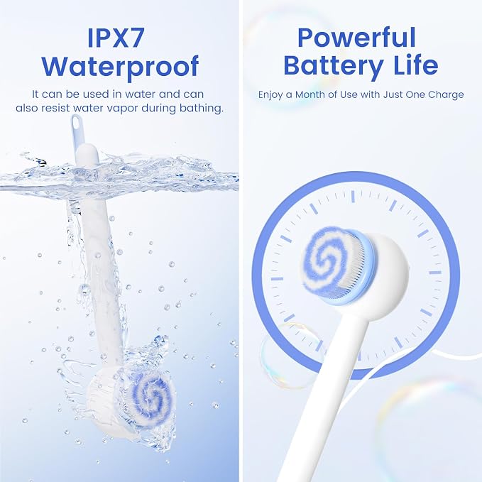 Electric Back Scrubber for Shower Body Brush, Waterproof Shower Body Scrubber - Image 4