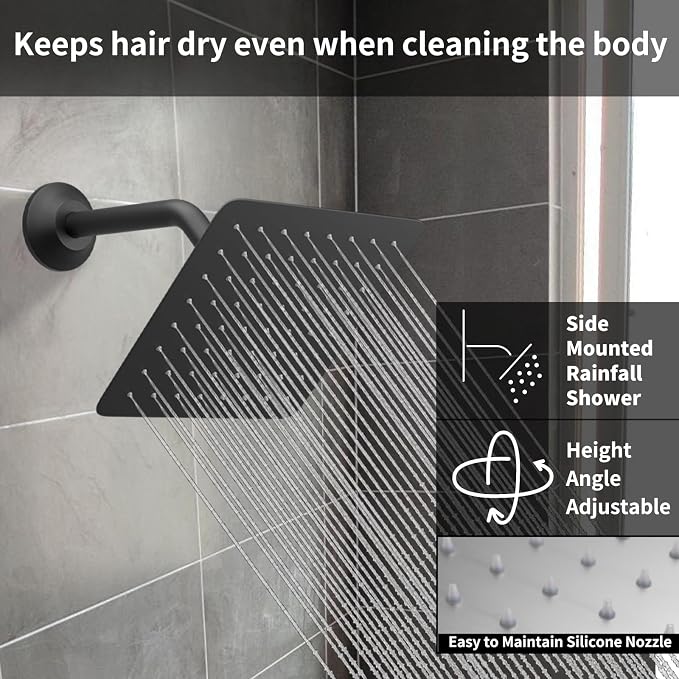 Matte Black Shower System Set Temperature Display Push Button Shower Faucet - Image 4