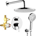 Polished Chrome Shower Faucet Set, Wall Mount Rain Shower System 10 Inches by LAVATRUM