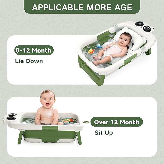 Collapsible Baby Bathtub for Newborn to Toddler, Portable Baby Bath Tub for - Image 3