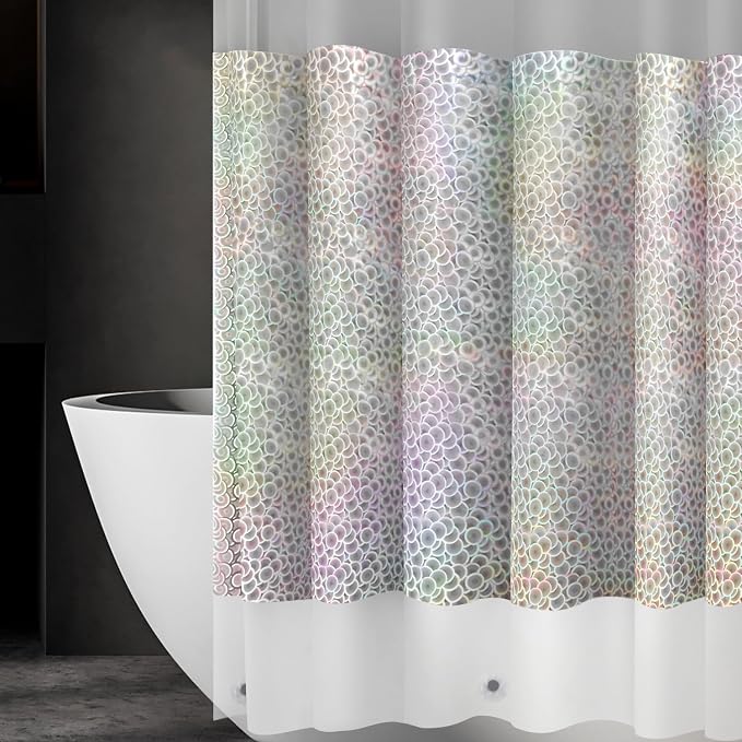 Ga-Geetopia Holographic 3D EVA Shower Curtain Liner Circle, 72x72 Premium - Image 2