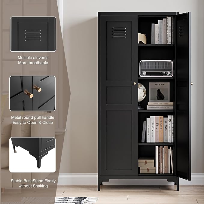 Yizosh Metal Pantry Cabinet, Tall Kitchen Pantry Storage Cabinet - Image 6