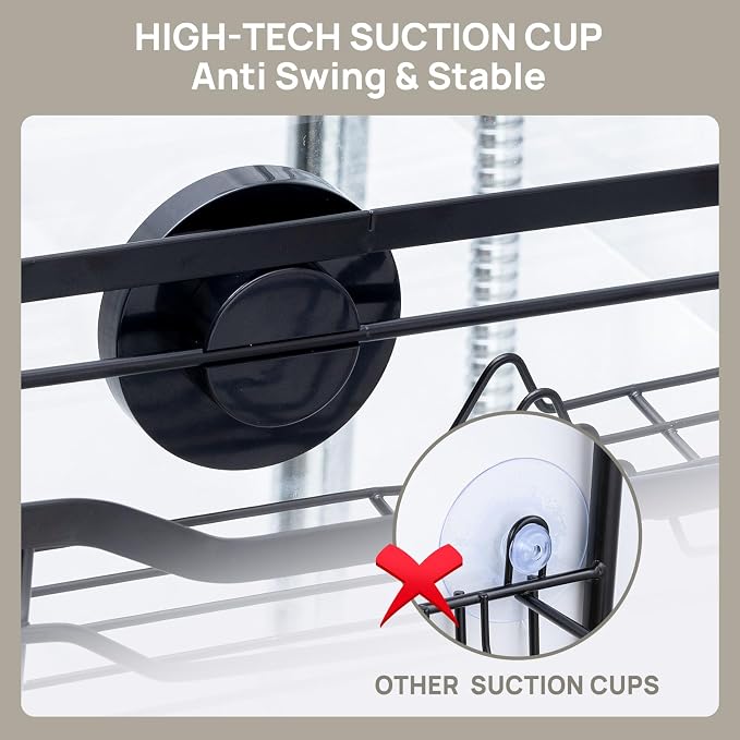 LEVERLOC Over The Door Shower Caddy, Shelf Distance Adjustable Hanging Rack - Image 3