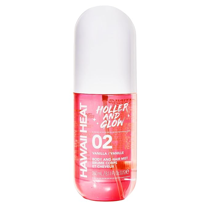 Holler And Glow Hawaii Heat Body & Hair Mist, Warm Vanilla, Peony & Amber Scent by HollerAndGlow
