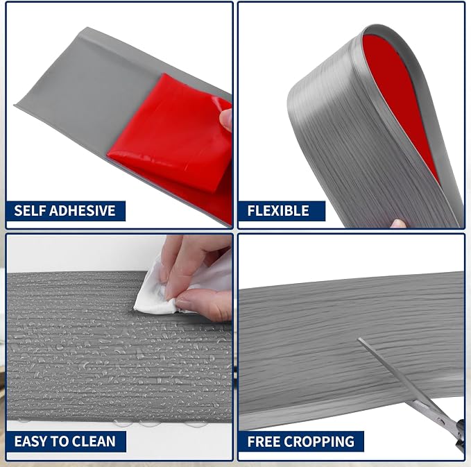 Flexible Baseboard Molding Trim 4 Inch Self-Adhesive Vinyl Wall Base Peel and - Image 3