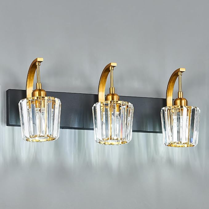 Modern Bathroom Vanity Light, 3-Light Black Gold Wall Sconce - Image 8