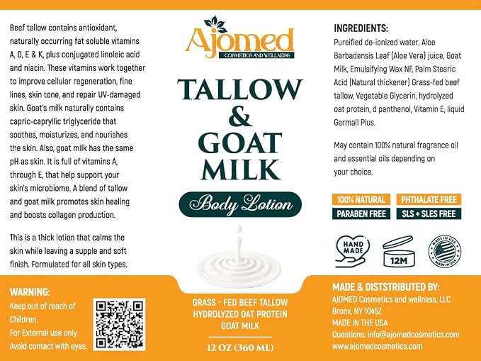 Tallow & Goat Milk Body Lotion for Sensitive Skin, Organic moisturizing Lotion - Image 7