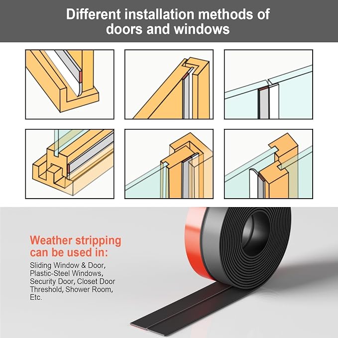 Door Seal Strip for Door Frame, 20ft Silicone Shower Glass Door Seal Strip - Image 4