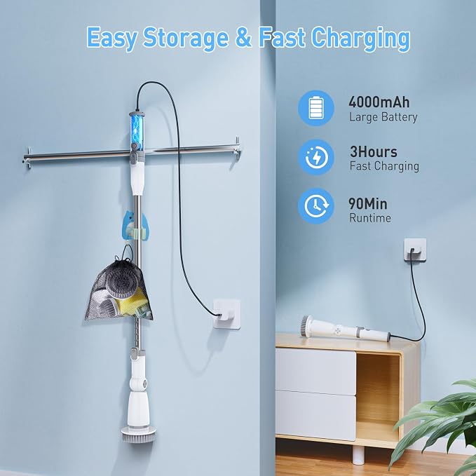Marchpower Electric Spin Scrubber, Power Shower Scrubber Cordless Cleaning - Image 6
