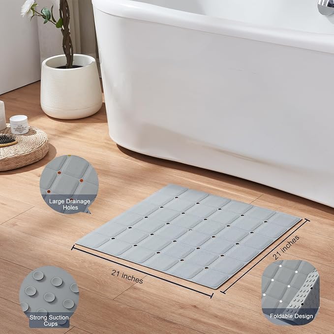 Anti Slip Shower Mat for Tub & Shower Stall, Fast-Draining, Machine Washable - Image 4