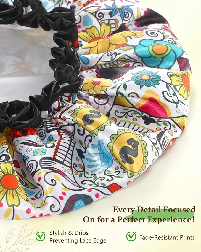 mikimini Shower Cap for Women Reusable Waterproof, Extra Large Hair Cap for - Image 3
