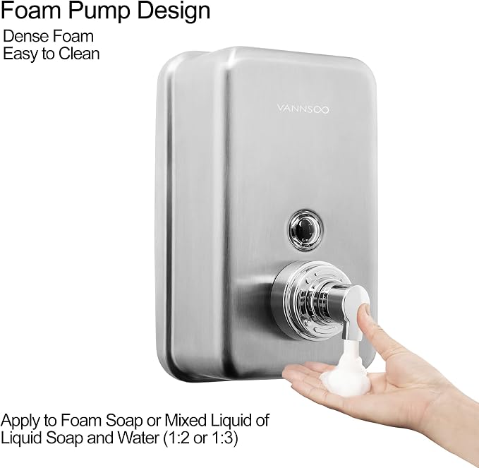 Commercial Wall Mount Stainless Steel Foaming Soap Dispenser, 40 oz Industrial - Image 4