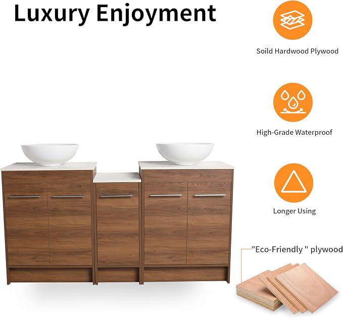 60 Inch Bathroom Vanity with Sink, Mordern Bathroom Vanity, Single Sink - Image 7