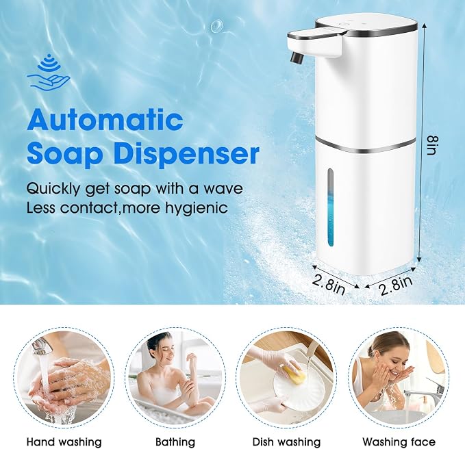 2 Pack Automatic Foaming Soap Dispenser, Touchless Soap Dispenser, 13.5oz/400ml - Image 2