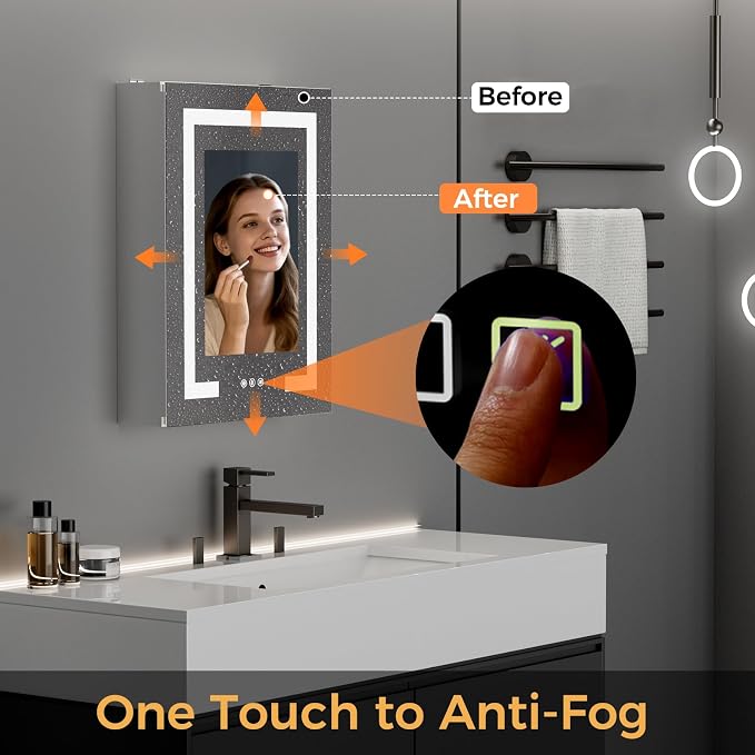New LED Bathroom Mirror 16 * 24 Stepless Dimmable Wall Mirrors - Image 8