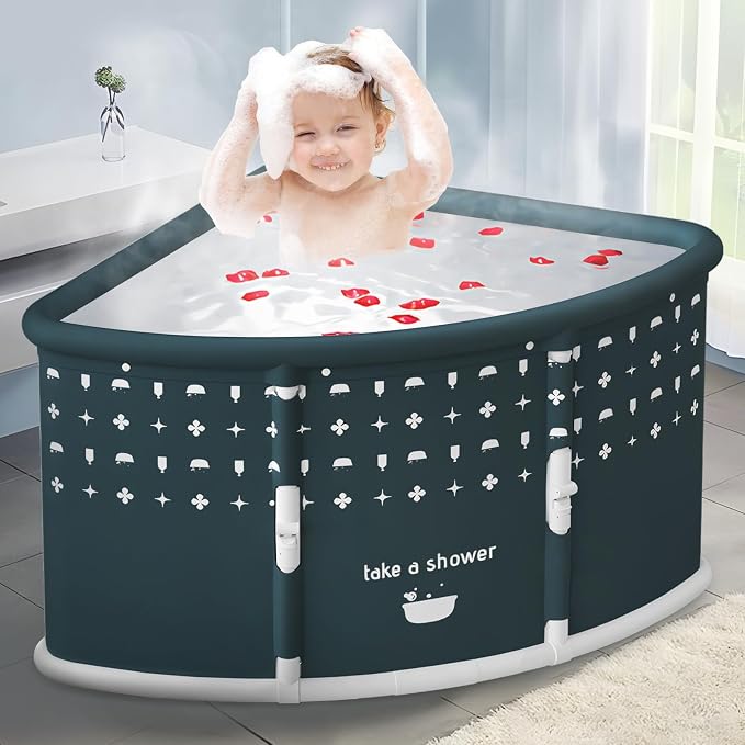 Foldable Bathtub for Adults, 28.8" Fan-Shaped Portable tub, Large Collapsible - Image 5