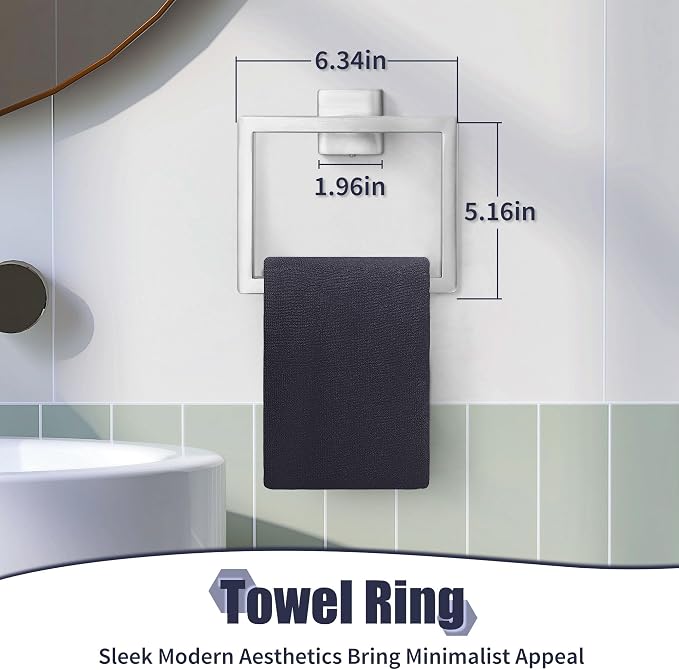 Bathroom Accessories Towel Bar Set: 10 Pieces Brushed Nickel Square Bathroom - Image 4