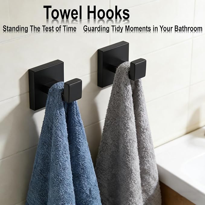Bathroom Hardware Set 4 Piece Matte Black Bathroom Accessories Set SUS304 Towel - Image 5