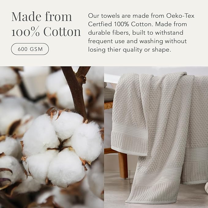 NY Loft 100% Cotton 6 Piece Bath Towel Set | Grey Towels | Oeko-TEX® Standard - Image 4