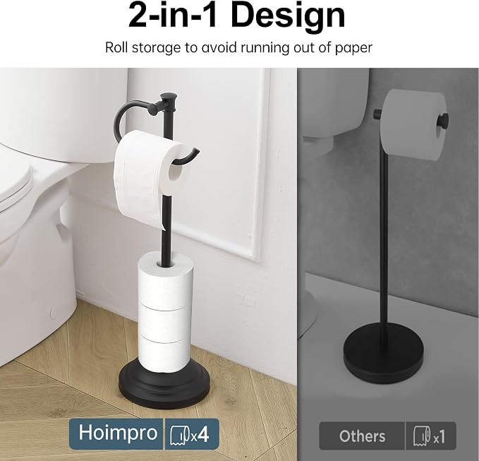Hoimpro 25" Toilet Paper Holder Free Standing, Floor Bathroom Toilet Paper - Image 3