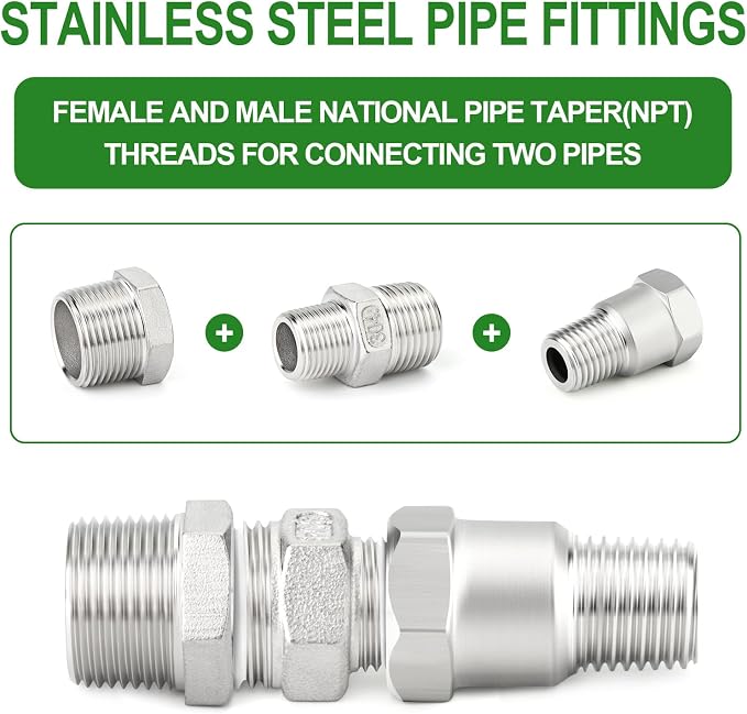 TAISHER 10PCS 304 Stainless Steel Pipe Fitting, New Reducer Adapter, 1/4" NPT - Image 6