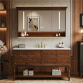 Solid Wood Bathroom Vanity 52Inch, Freestanding Bathroom Vanity Includes LED by LUTHXAY