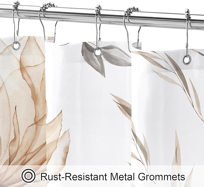 Small Stall Boho Watercolor Floral Shower Curtain 36 x 72, Tan Artistic Narrow - Image 4