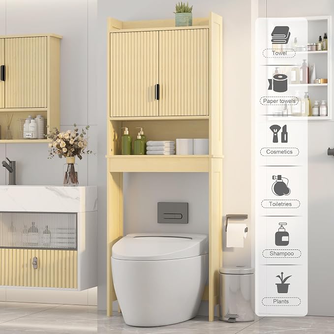 Over The Toilet Storage Cabinet, Behind Toilet Bathroom Organizer - Image 3