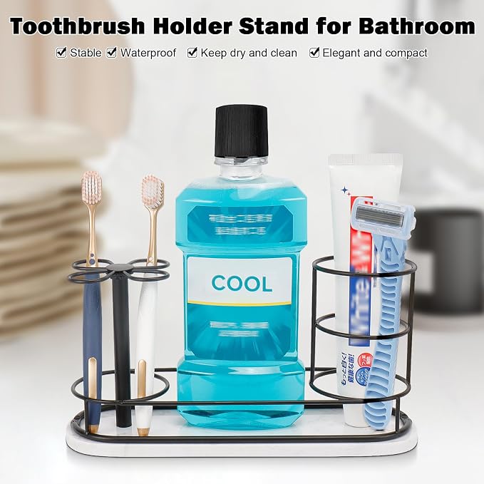 HarJue Toothbrush Holder Stand for Bathroom, Metal Toothbrush Organizer - Image 5