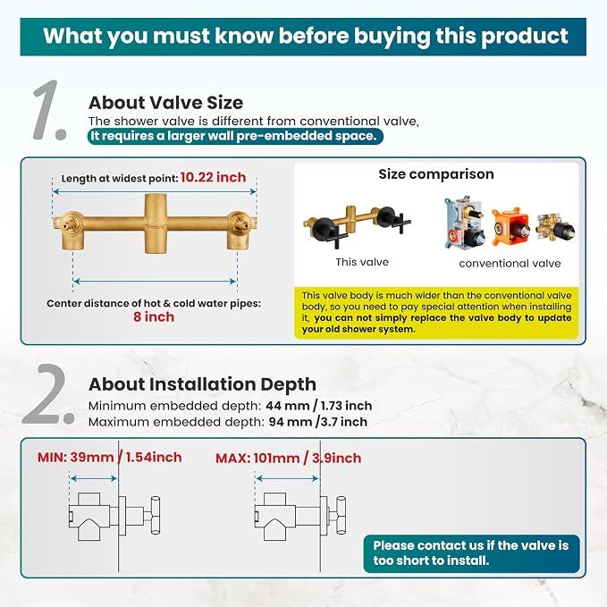 gotonovo 2 Handle Tub Shower Faucet Set Bathtub and Shower Faucet Combo Dual - Image 7