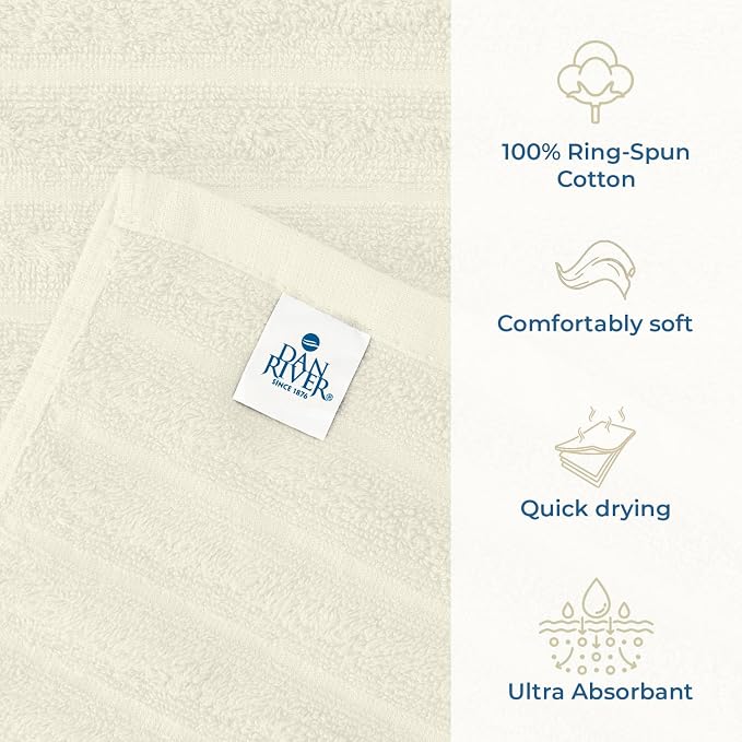 DAN RIVER Pack of 2 Bath Sheet 35x70 Inches, Extra Large Ribbed Quick Dry Bath - Image 3