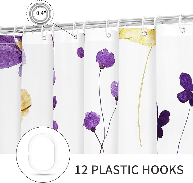 Gibelle Watercolor Floral Shower Curtain, Modern Minimalist Waterproof Fabric - Image 5