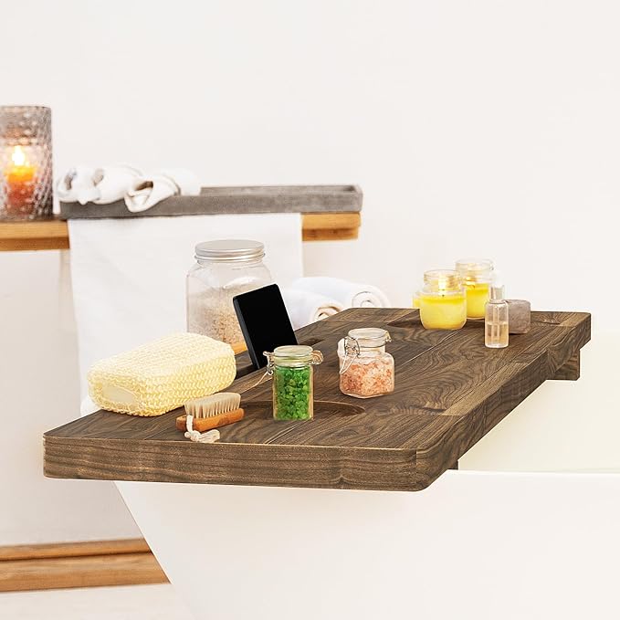 Premium Bathtub Tray, Large & Thick Bath Tub Tray, Solid Acacia Wood Bath Tray - Image 6