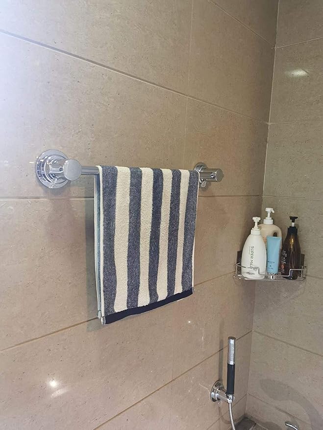 JiePai Extendable 17-28 inch Suction Cup Towel Bar, Bath Shower Towel Holder - Image 5